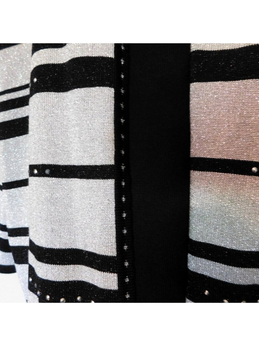 Alfred Dunner Striped Metallic Jacket Attached Shell XL Black Silver Long Sleeve - Picture 4 of 7